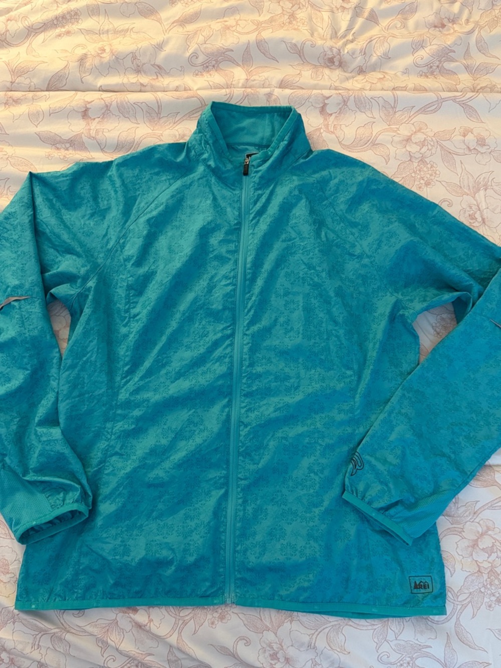 REI Teal Patterned Full-Zip Lightweight Jacket